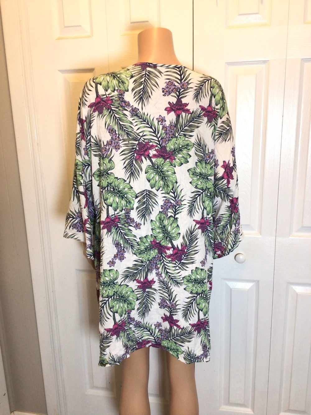 Wave Zone Plus Size 2X/3X Tropical Kimono Coverup Drawstring Beach Boho. - Picture 10 of 12